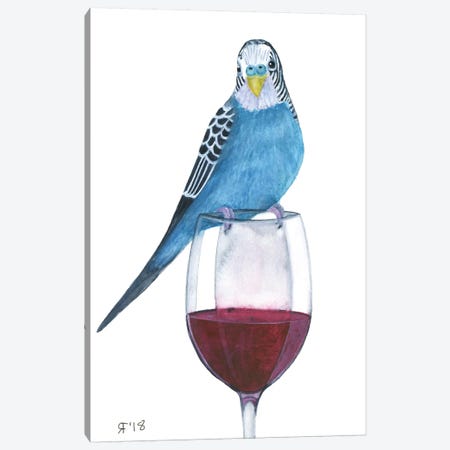 Wine Parakeet Canvas Print #AAT68} by Alasse Art Canvas Wall Art