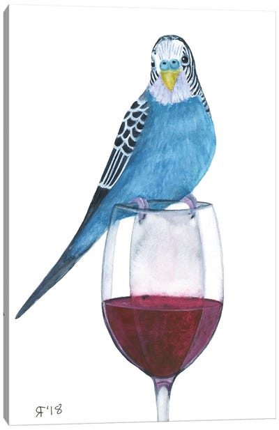 Wine Parakeet Canvas Art Print - Parakeet Art