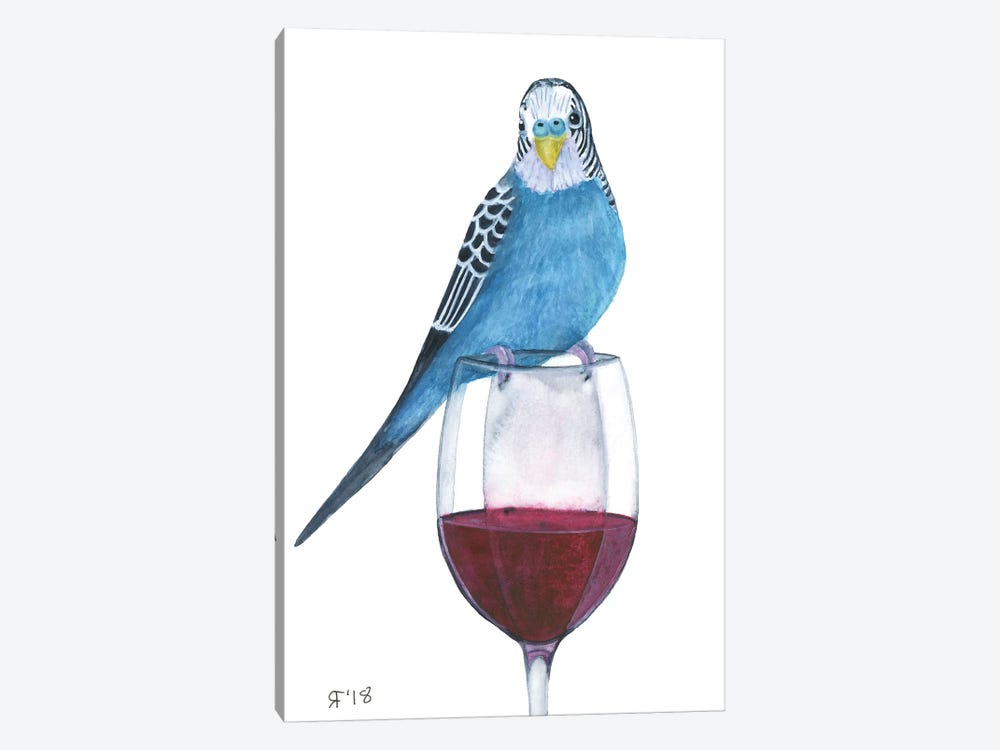 Wine Parakeet by Alasse Art 1-piece Canvas Artwork