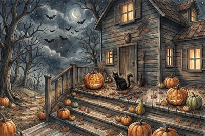 Austin Arthouse Co. - Canvas Prints: Porch Light Haunting by Austin Arthouse Co.