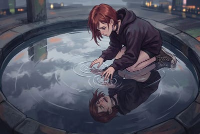 Anime Art - Canvas Prints: The Face I Don'T Show by Austin Arthouse Co.