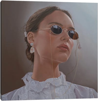 Girl With Dark Glasses Canvas Art Print