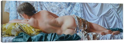 Nude Model Back Canvas Art Print - Draped in Realism