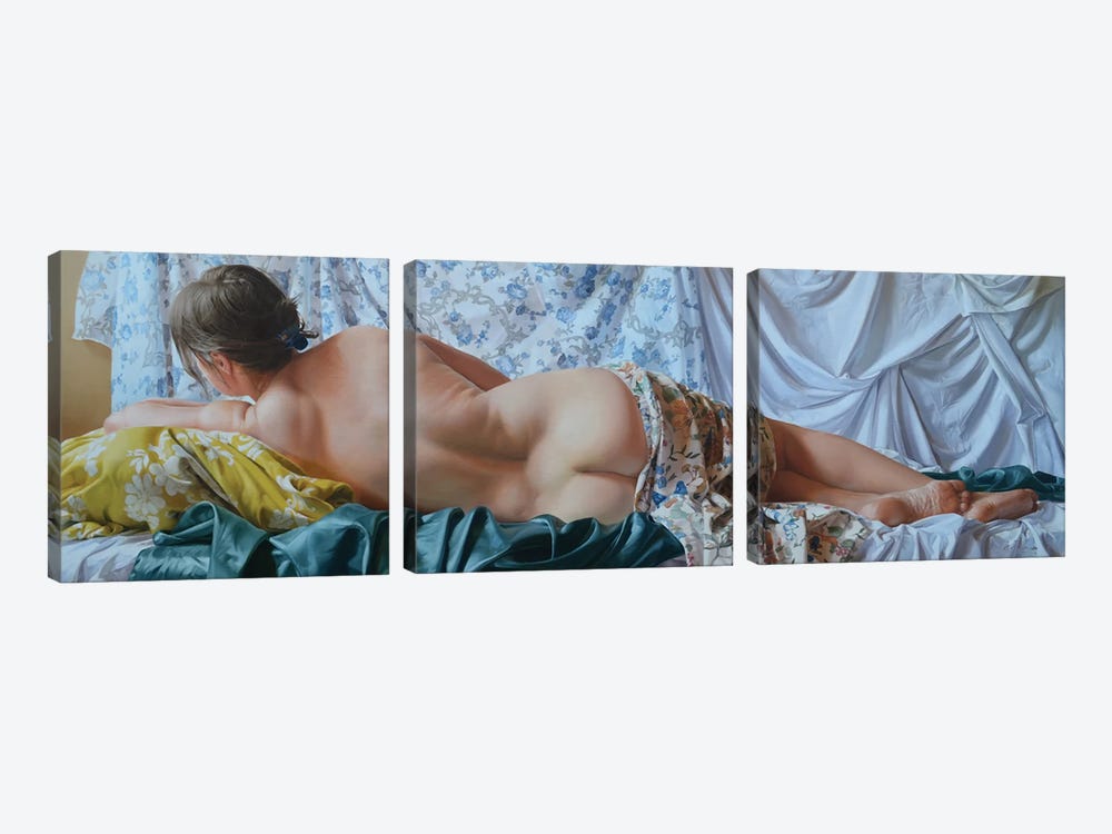Nude Model Back by Arthur Anokhin 3-piece Canvas Art Print