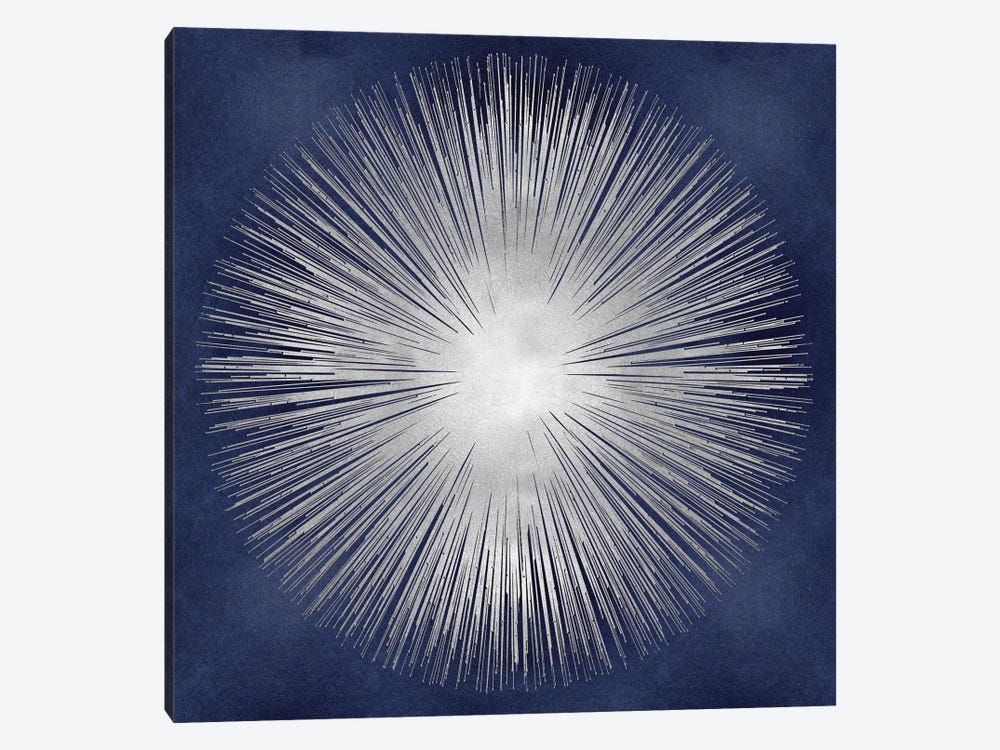 Silver Sunburst On Blue I by Abby Young 1-piece Canvas Art