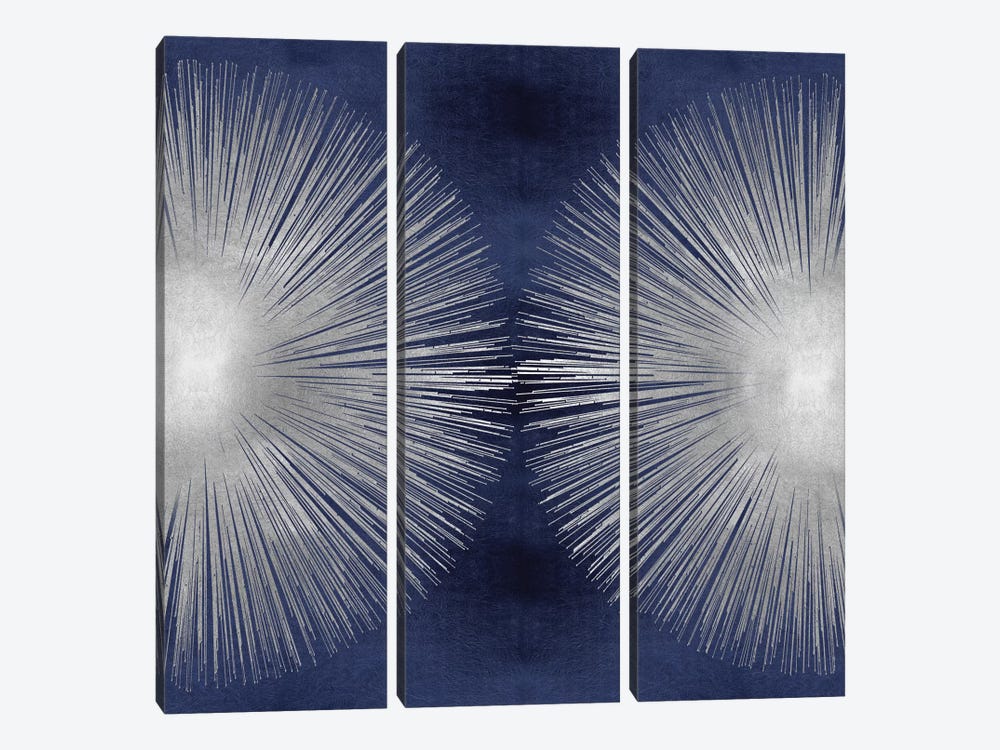 Silver Sunburst On Blue II by Abby Young 3-piece Art Print