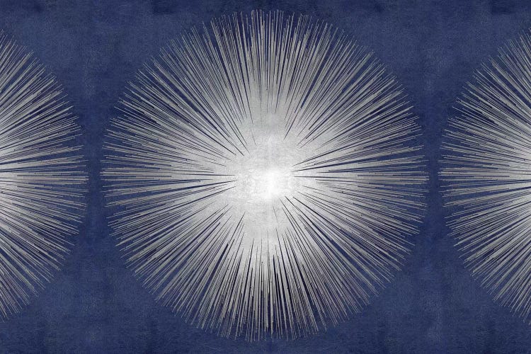 Silver Sunburst On Blue III