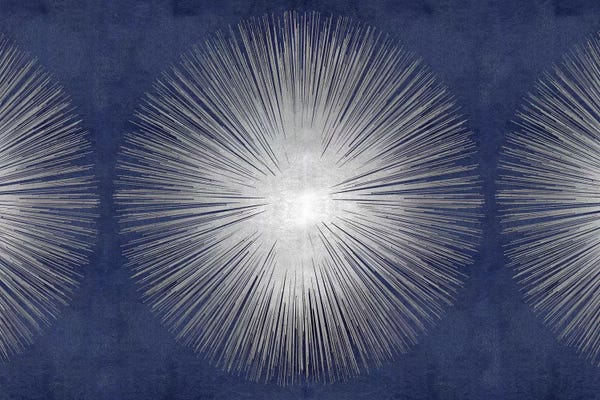 Silver Sunburst On Blue III