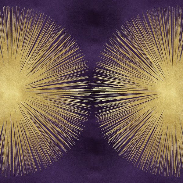 Gold Abstract Art: Sunburst Gold On Purple II by Abby Young