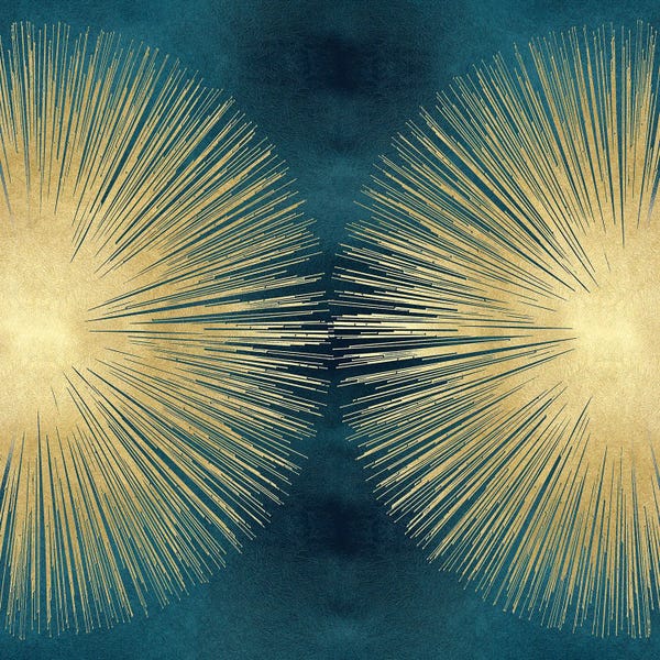 Abby Young: Sunburst Gold On Teal II by Abby Young