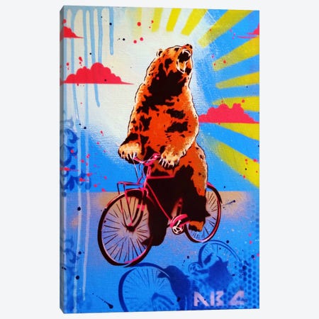 Bear Back Rider Canvas Print #ABC1} by AbcArtAttack Canvas Print