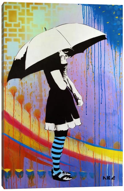 Waiting For The Rain Canvas Art Print - Similar to Banksy