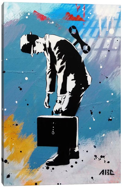 Windup For The Wind Down Canvas Art Print - Similar to Banksy