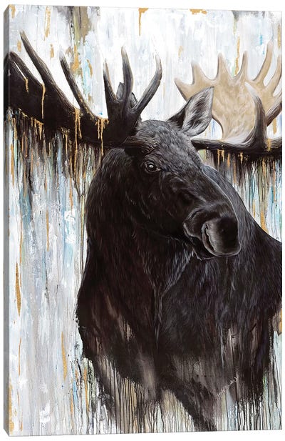 Gilded Moose Canvas Art Print - Rustic Décor