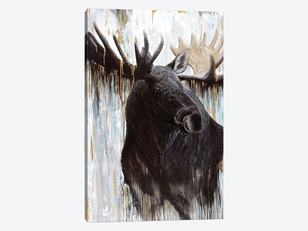 Gilded Moose by Angela Bawden 1-piece Canvas Wall Art