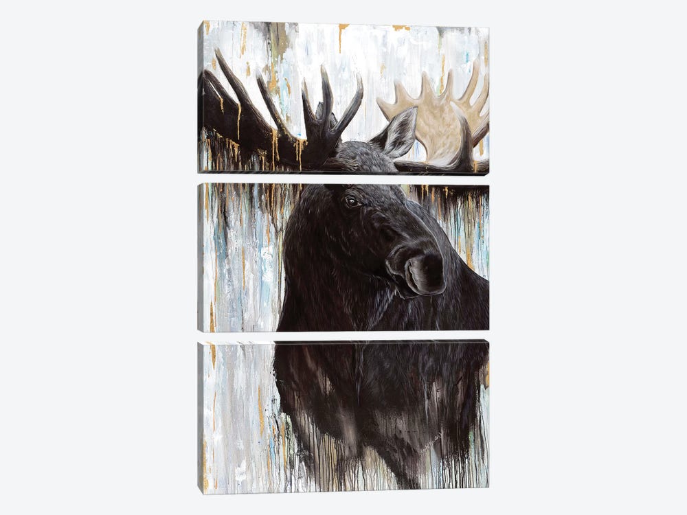 Gilded Moose by Angela Bawden 3-piece Canvas Art