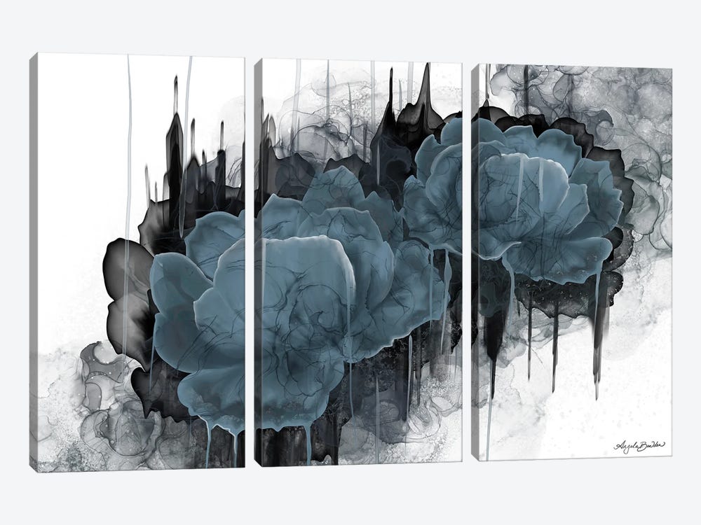 Blooms Of Dusty Blue by Angela Bawden 3-piece Art Print