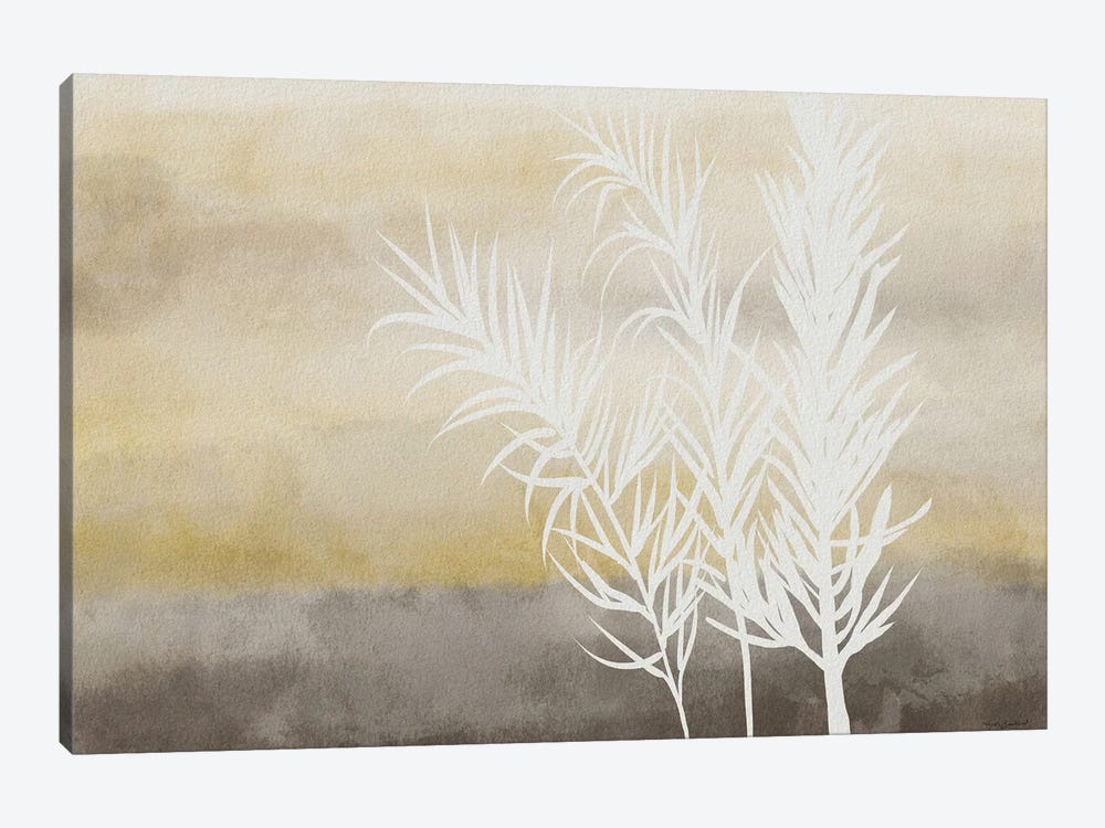 White Botanicals With Gray And Yellow by Angela Bawden 1-piece Canvas Wall Art