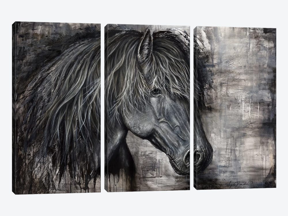Majestic Dark Horse by Angela Bawden 3-piece Canvas Art