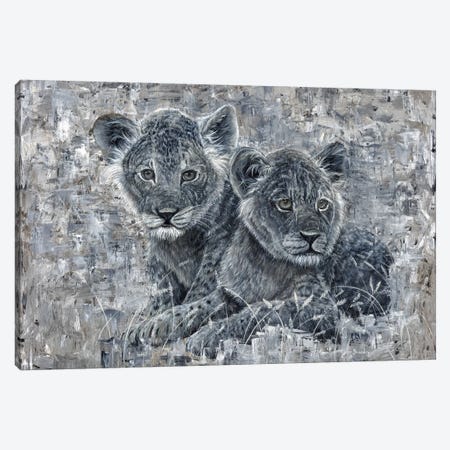 Power Of The Pride Lion Cubs Canvas Print #ABD20} by Angela Bawden Canvas Artwork