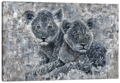Power Of The Pride Lion Cubs Canvas Art Print - Angela Bawden