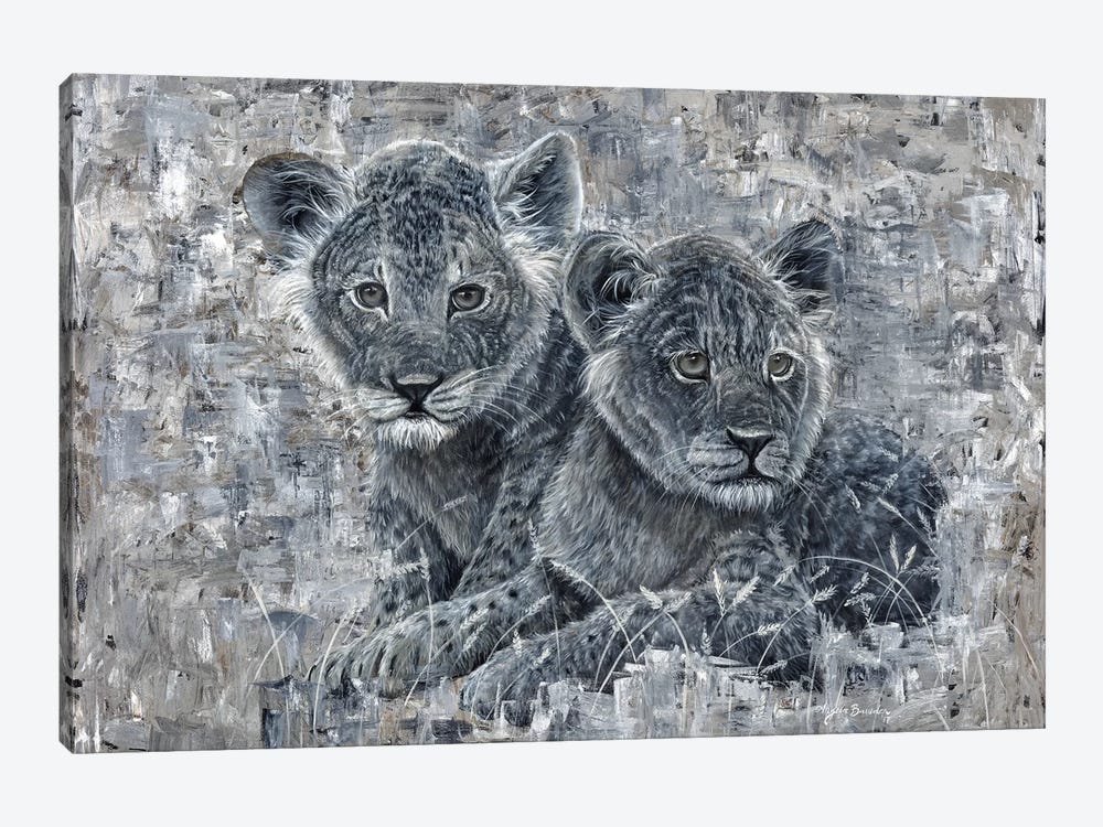 Power Of The Pride Lion Cubs by Angela Bawden 1-piece Canvas Art Print