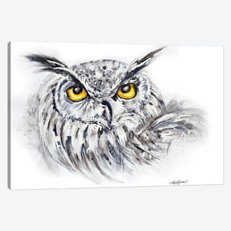Eagle Owl In Watercolor Canvas Print #ABD50} by Angela Bawden Art Print