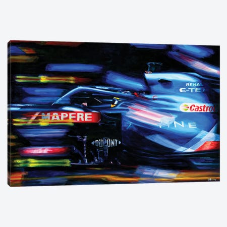 Fernando Alonso - 2021 Hungarian GP Alpine A521 Canvas Print #ABH12} by Alex Stutchbury Canvas Art Print