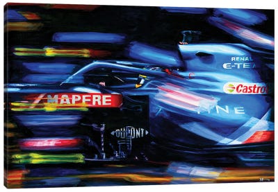 Fernando Alonso - 2021 Hungarian GP Alpine A521 Canvas Art Print - Alex Stutchbury