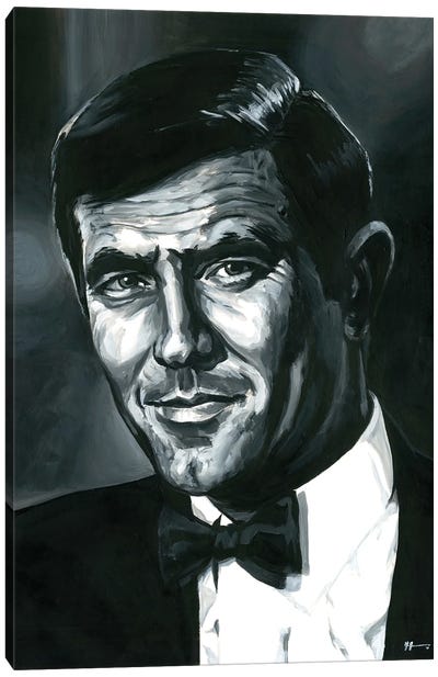George Lazenby - James Bond 007 Canvas Art Print - Alex Stutchbury