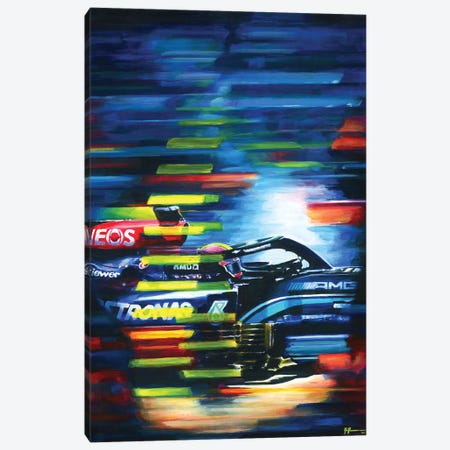 Lewis Hamilton - 2021 Brazilian GP Mercedes Canvas Print #ABH24} by Alex Stutchbury Art Print