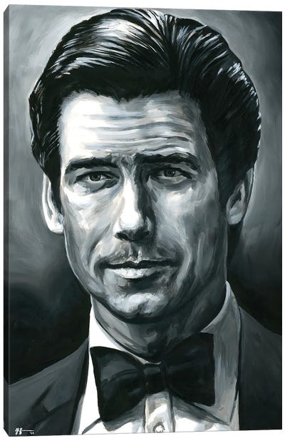 Pierce Brosnan - James Bond 007 Canvas Art Print - Alex Stutchbury