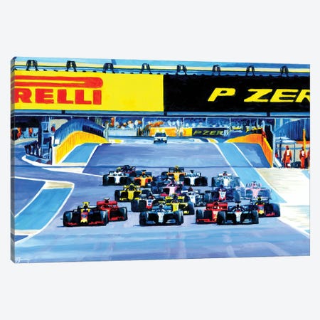 Race To Turn One - 2018 French GP Canvas Print #ABH34} by Alex Stutchbury Canvas Wall Art