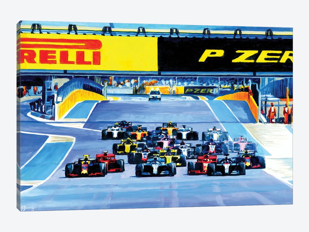 Race To Turn One - 2018 French GP by Alex Stutchbury 1-piece Canvas Wall Art