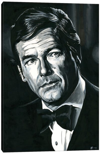 Roger Moore - James Bond 007 Canvas Art Print - Alex Stutchbury