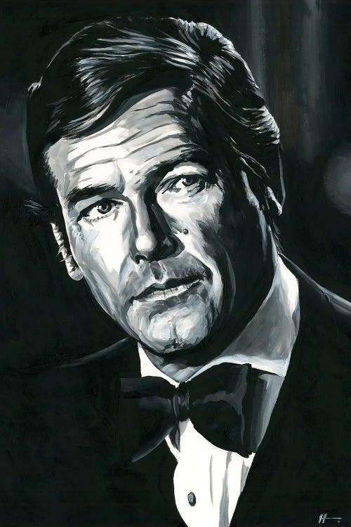 Roger Moore - James Bond 007 by Alex Stutchbury wall art