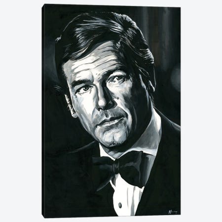 Roger Moore - James Bond 007 Canvas Print #ABH37} by Alex Stutchbury Canvas Art