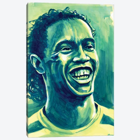 Ronaldinho - 2002 Fifa World Cup Winner Canvas Print #ABH39} by Alex Stutchbury Canvas Art Print