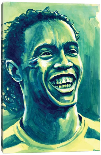 Ronaldinho - 2002 Fifa World Cup Winner Canvas Art Print - Alex Stutchbury