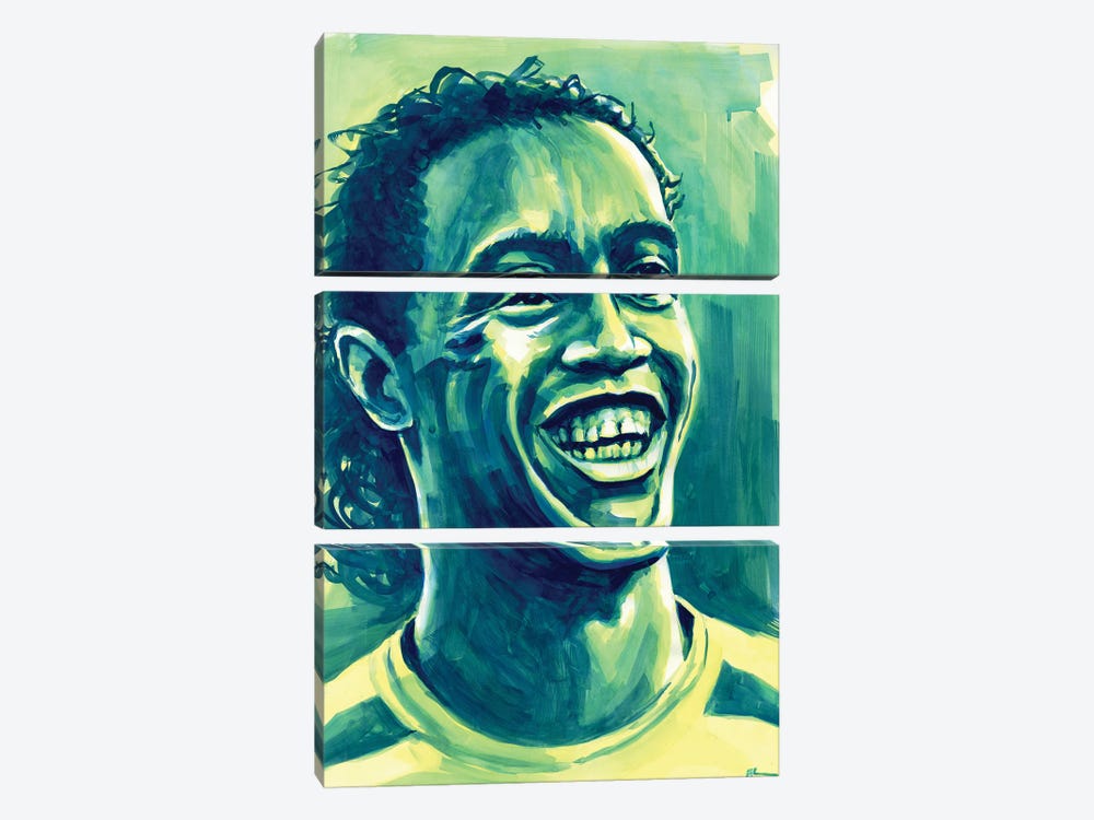 Ronaldinho - 2002 Fifa World Cup Winner by Alex Stutchbury 3-piece Canvas Art Print