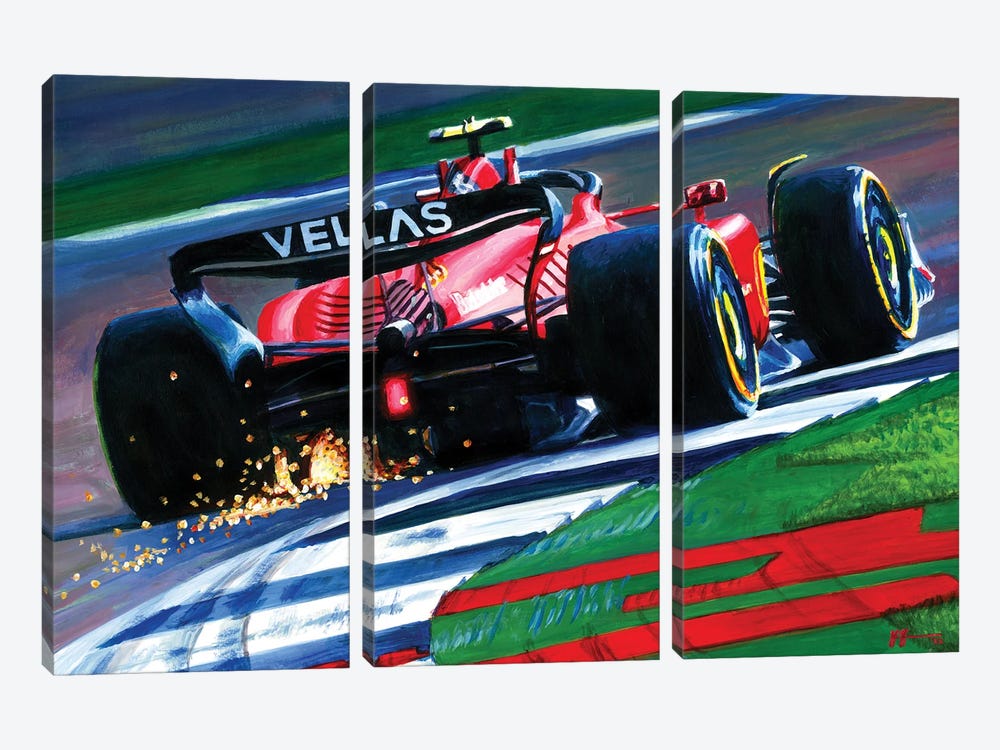 Carlos Sainz - 2022 British GP Winner by Alex Stutchbury 3-piece Canvas Print