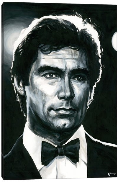 Timothy Dalton - James Bond 007 Canvas Art Print - Alex Stutchbury