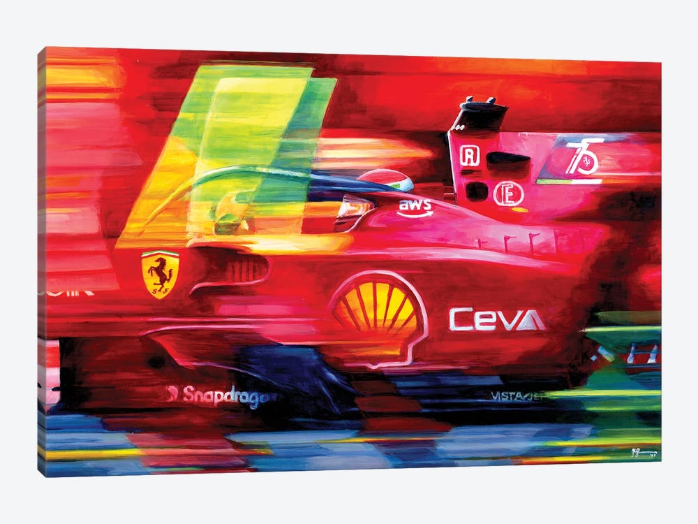 Charles Leclerc - 2022 Bahrain GP Winner Ferrari F1-75 by Alex Stutchbury 1-piece Canvas Art Print