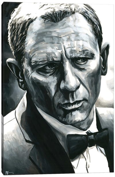 Daniel Craig - James Bond 007 Canvas Art Print - Alex Stutchbury