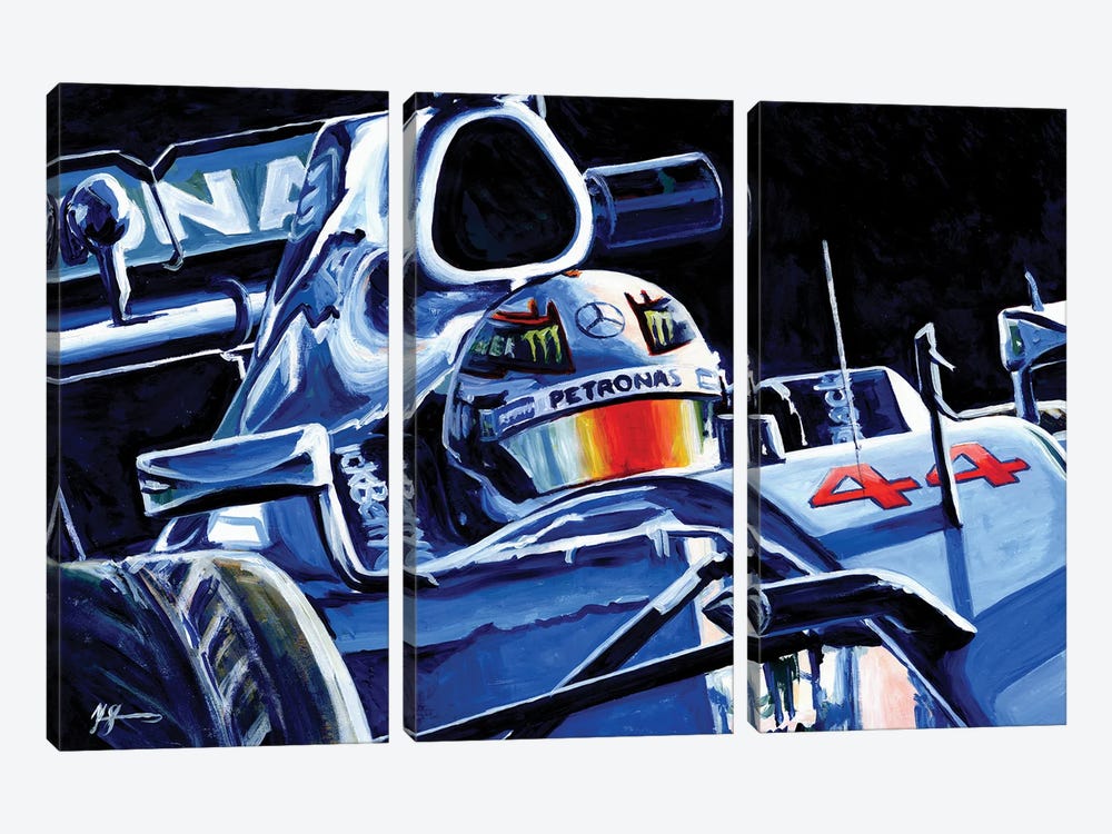 Lewis Hamilton - 2015 F1 World Champion by Alex Stutchbury 3-piece Canvas Print