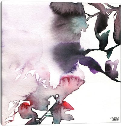 Watercolor Floral Pink Purple Trio I Canvas Art Print