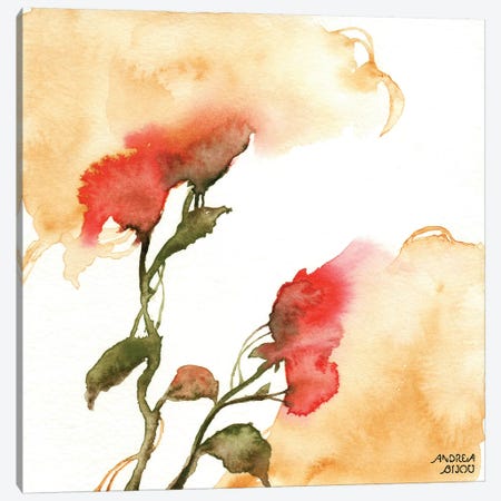 Watercolor Floral Yellow and Red II Canvas Print #ABI14} by Andrea Bijou Art Print