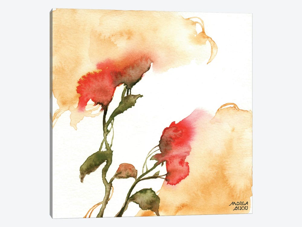 Watercolor Floral Yellow and Red II by Andrea Bijou 1-piece Canvas Art Print