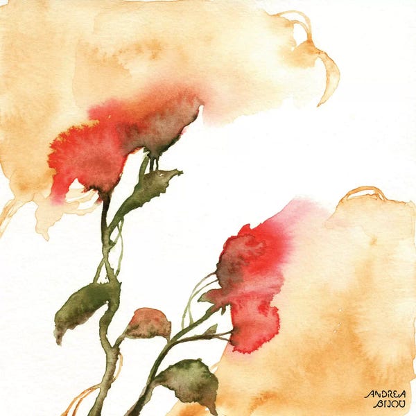 Roaring Brook Art: Watercolor Floral Yellow and Red II by Andrea Bijou