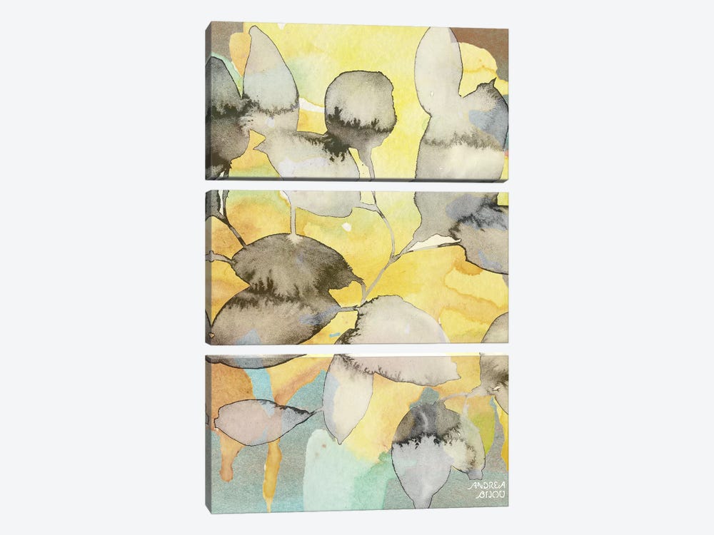 Yellow Leaves Abstract by Andrea Bijou 3-piece Canvas Artwork